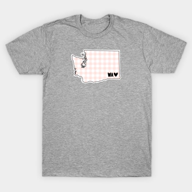 USA States: Washington (pink plaid) T-Shirt by LetsOverThinkIt